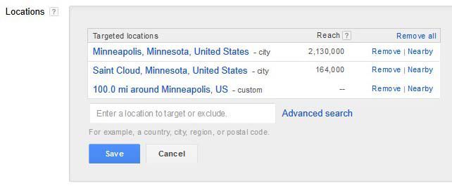 how to target locations for AdWords campaigns