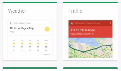 New Google Now Card Category Interest Options