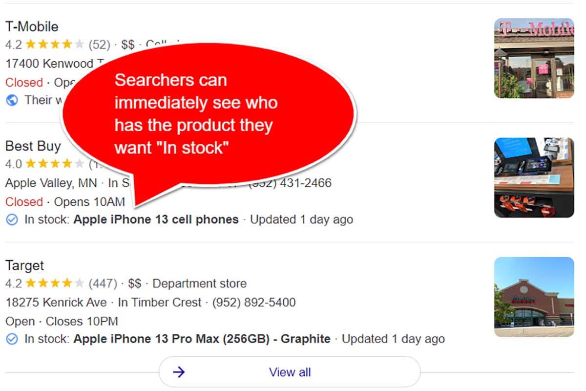 GMB Listings now Display In Stock Products for Local Searchers