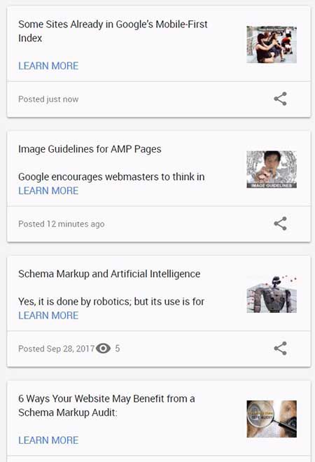 List of publication on Google Posts