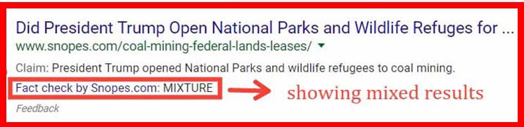 example fact check mixed results in SERP