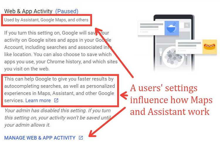 User settings influence how Google Maps works