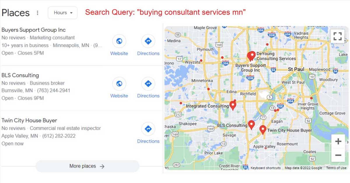 Google Places SERP feature with Local Map Pack