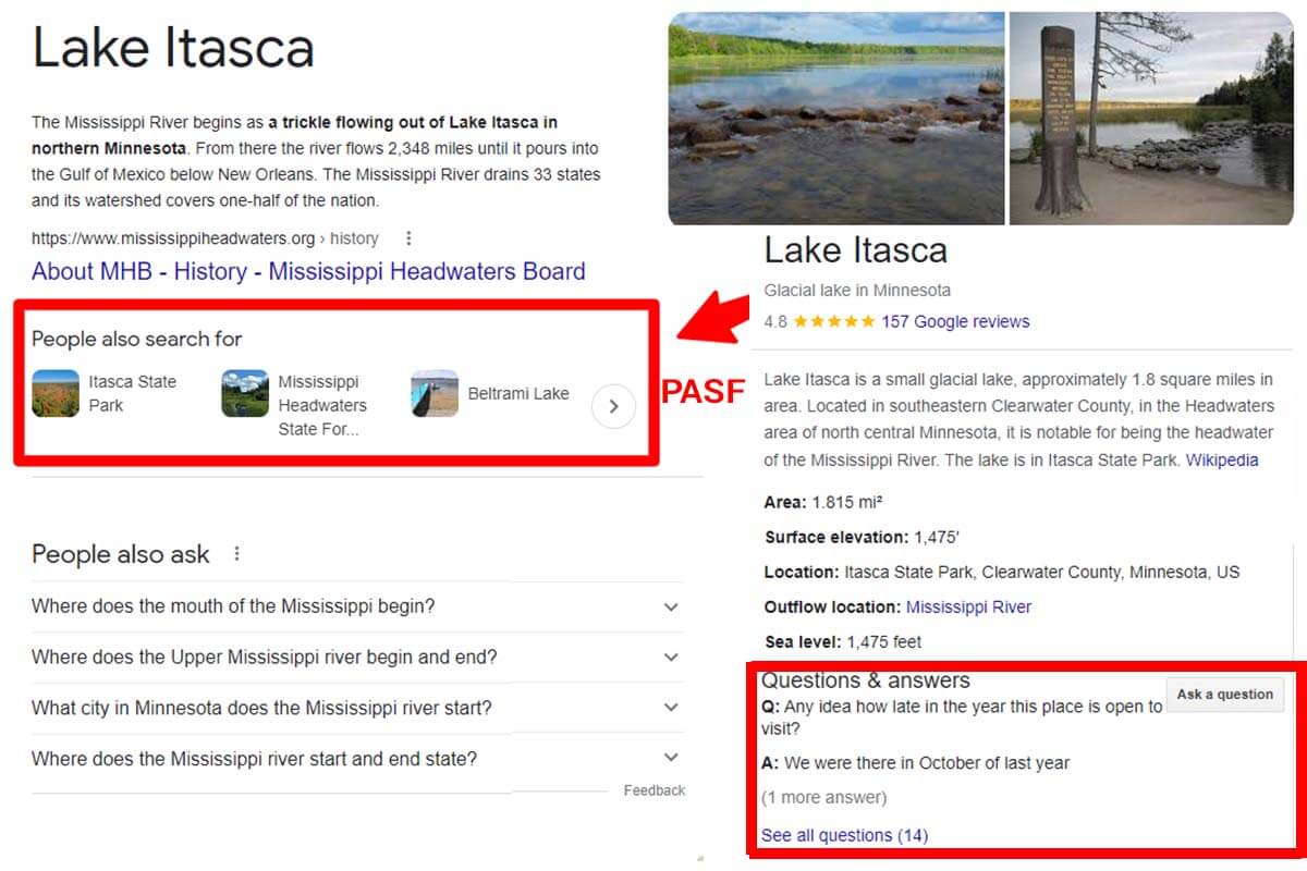 How to Create Question Answer Content that Informs Google - Example: Lake Itaska 