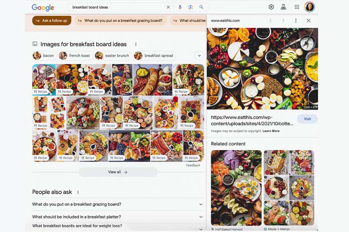 Google's SGE Ask a follow-up is visually rich