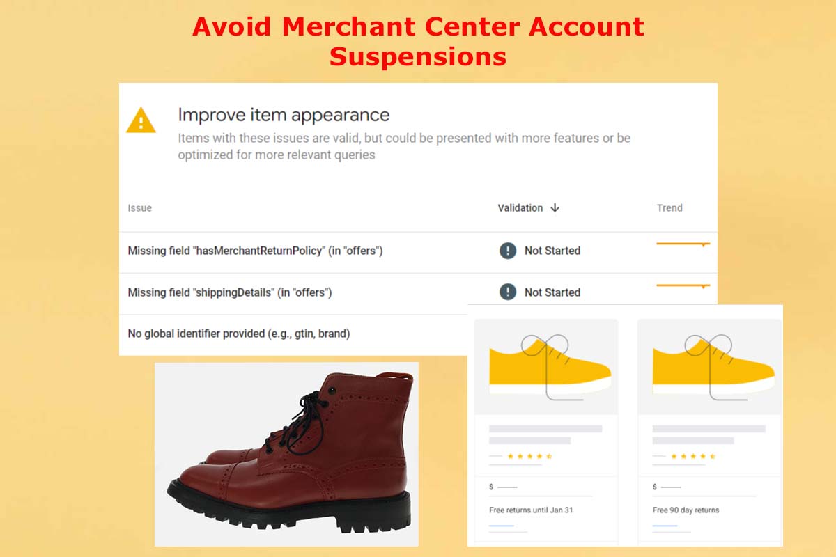 Avoid Google Merchant center account suspensions