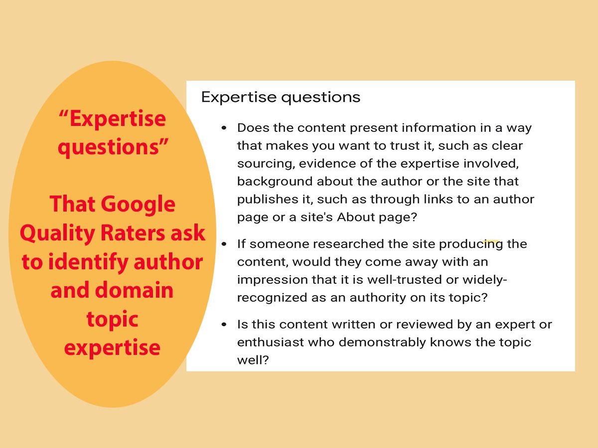 google quality raters questions to ask to try establish author expertise