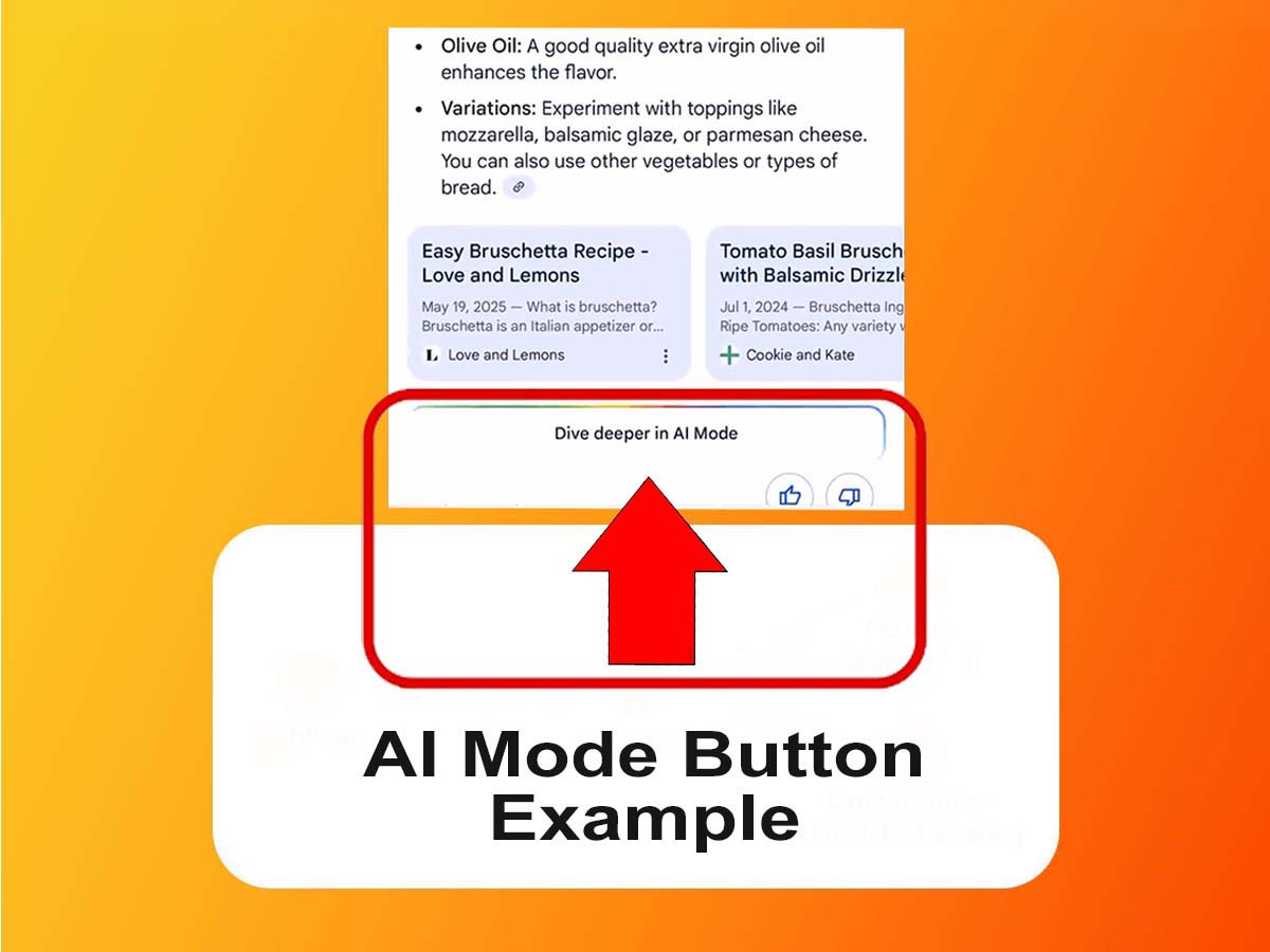 Example of AI Mode's dive deeper button