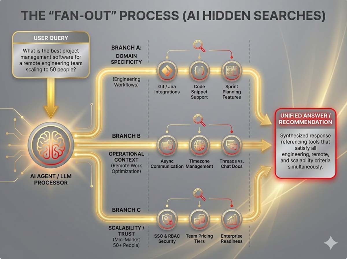 The Fan-Out-process used in AI hidden searches